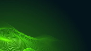 Nokta yeşil dalga ışık ekran gradyan dokusu koyu arkaplan. Soyut teknoloji büyük veri dijital arkaplanı. 3d oluşturma.