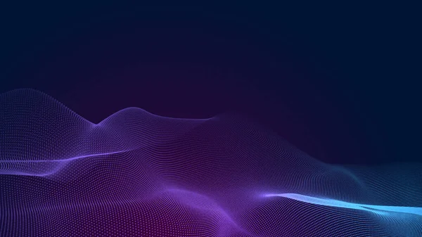 Dot blue purple wave line light gradient dark background. Abstract  technology big data digital background. 3d rendering.