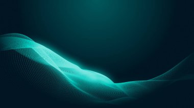 Nokta yeşil dalga ışık ekran gradyan doku arka planı. Soyut teknoloji büyük veri dijital arkaplanı. 3d oluşturma.