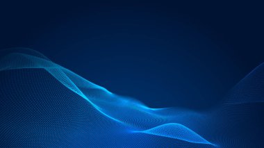Nokta mavi dalga ışık ekran gradyan doku arkaplanı. Soyut teknoloji büyük veri dijital arkaplanı. 3d oluşturma.