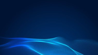 Nokta mavi dalga ışık ekran gradyan doku arkaplanı. Soyut teknoloji büyük veri dijital arkaplanı. 3d oluşturma.