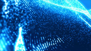 Nokta mavi dalga ışık ekran gradyan doku arkaplanı. Soyut ai teknolojisi büyük veri dijital arkaplanı. 3d oluşturma.