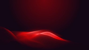 Nokta kırmızı mor dalga çizgisi açık renk gradyan koyu arkaplan. Soyut teknoloji büyük veri dijital arkaplanı. 3d oluşturma.