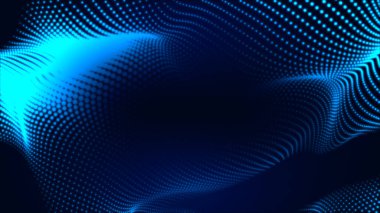 Nokta beyaz dalga ışık ekran gradyan doku arkaplanı. Soyut teknoloji büyük veri dijital arkaplanı. 3d oluşturma.