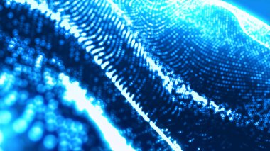 Nokta mavi dalga ışık ekran gradyan doku arkaplanı. Soyut ai teknolojisi büyük veri dijital arkaplanı. 3d oluşturma.
