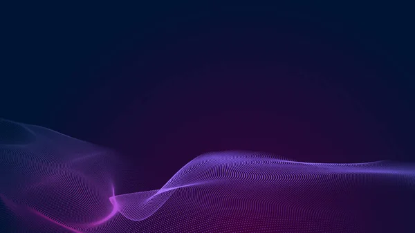 Dot blue purple wave line light gradient dark background. Abstract  technology big data digital background. 3d rendering.