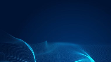 Nokta mavi dalga ışık ekran gradyan doku arkaplanı. Soyut teknoloji büyük veri dijital arkaplanı. 3d oluşturma.