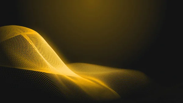 Dot gold wave light screen gradient texture background. Abstract  technology big data digital background. 3d rendering.