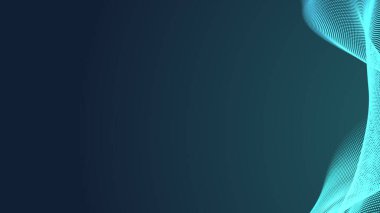 Nokta yeşil dalga ışık ekran gradyan doku arka planı. Soyut teknoloji büyük veri dijital arkaplanı. 3d oluşturma.