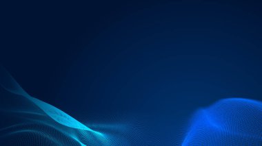 Nokta mavi dalga ışık ekran gradyan doku arkaplanı. Soyut teknoloji büyük veri dijital arkaplanı. 3d oluşturma.