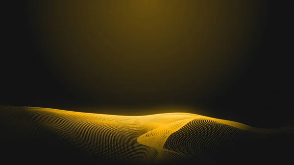 Dot gold wave light screen gradient texture background. Abstract  technology big data digital background. 3d rendering.