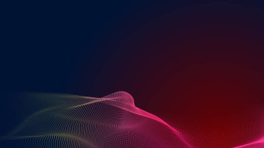 Nokta kırmızı mor dalga çizgisi açık renk gradyan koyu arkaplan. Soyut teknoloji büyük veri dijital arkaplanı. 3d oluşturma.
