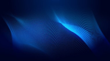 Nokta mavi dalga ışık ekran gradyan doku arkaplanı. Soyut ai teknolojisi büyük veri dijital arkaplanı. 3d oluşturma.