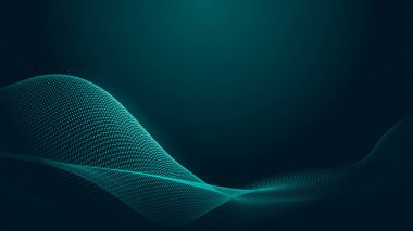 Nokta yeşil dalga ışık ekran gradyan doku arka planı. Soyut teknoloji büyük veri dijital arkaplanı. 3d oluşturma.