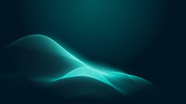 Nokta yeşil dalga ışık ekran gradyan doku arka planı. Soyut teknoloji büyük veri dijital arkaplanı. 3d oluşturma.