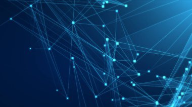 Teknoloji geçmişine sahip soyut mavi çokgen teknoloji ağı. Soyut noktalar ve satır dokusu arka planı. 3d oluşturma.