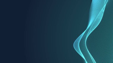 Nokta yeşil dalga ışık ekran gradyan doku arka planı. Soyut teknoloji büyük veri dijital arkaplanı. 3d oluşturma.
