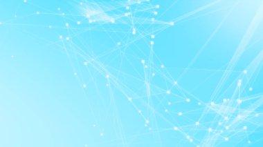 Teknoloji geçmişine sahip soyut mavi beyaz çokgen teknoloji ağı. Soyut noktalar ve satır dokusu arka planı. 3d oluşturma.