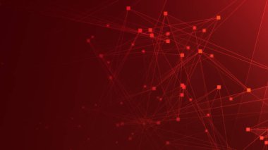 Teknoloji geçmişine sahip soyut kırmızı çokgen teknoloji ağı. Soyut noktalar ve satır dokusu arka planı. 3d oluşturma.