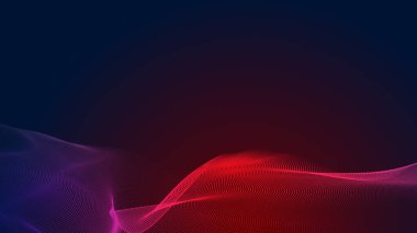 Nokta kırmızı mor dalga çizgisi açık renk gradyan koyu arkaplan. Soyut teknoloji büyük veri dijital arkaplanı. 3d oluşturma.