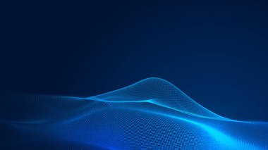 Nokta mavi dalga ışık ekran gradyan doku arkaplanı. Soyut teknoloji büyük veri dijital arkaplanı. 3d oluşturma.