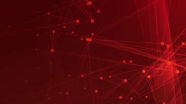 Teknoloji geçmişine sahip soyut kırmızı çokgen teknoloji ağı. Soyut noktalar ve satır dokusu arka planı. 3d oluşturma.
