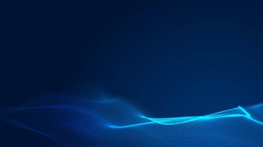 Nokta mavi dalga ışık ekran gradyan doku arkaplanı. Soyut teknoloji büyük veri dijital arkaplanı. 3d oluşturma.