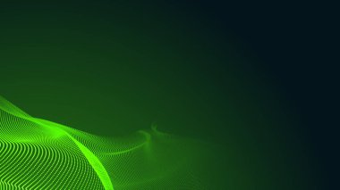 Nokta yeşil dalga ışık ekran gradyan dokusu koyu arkaplan. Soyut teknoloji büyük veri dijital arkaplanı. 3d oluşturma.