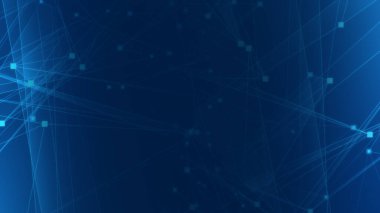 Teknoloji geçmişine sahip soyut mavi çokgen teknoloji ağı. Soyut noktalar ve satır dokusu arka planı. 3d oluşturma.