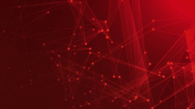 Teknoloji geçmişine sahip soyut kırmızı çokgen teknoloji ağı. Soyut noktalar ve satır dokusu arka planı. 3d oluşturma.