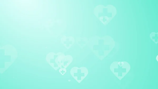 Santé Médicale Croix Bleue Verte Sur Fond Motif Coeur Résumé — Photo