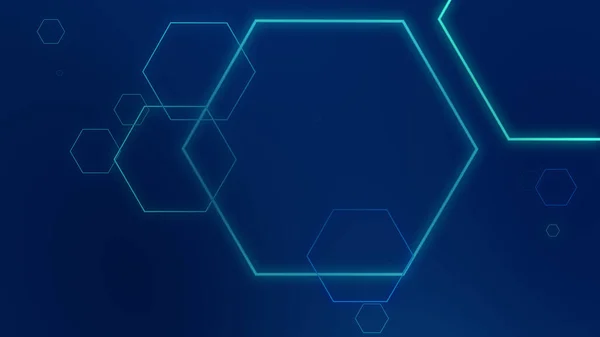 Hexagon Geometrische Blaue Neonlichter Technologie Tech Dunklen Hintergrund Abstrakte Grafische — Stockfoto