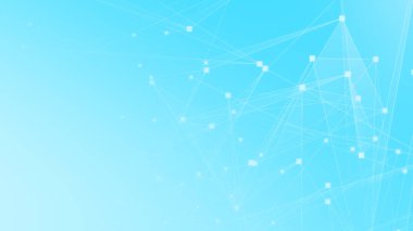 Teknoloji geçmişine sahip soyut mavi beyaz çokgen teknoloji ağı. Soyut noktalar ve satır dokusu arka planı. 3d oluşturma.
