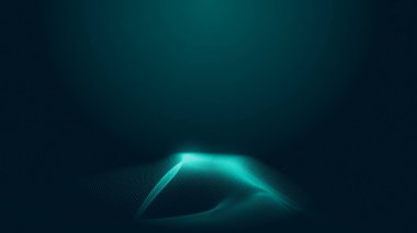 Nokta yeşil dalga ışık ekran gradyan doku arka planı. Soyut teknoloji büyük veri dijital arkaplanı. 3d oluşturma.