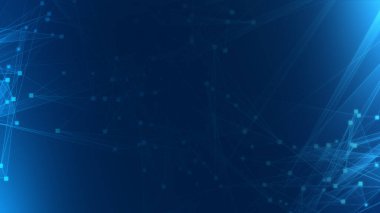 Teknoloji geçmişine sahip soyut mavi çokgen teknoloji ağı. Soyut noktalar ve satır dokusu arka planı. 3d oluşturma.