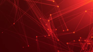 Teknoloji geçmişine sahip soyut kırmızı çokgen teknoloji ağı. Soyut noktalar ve satır dokusu arka planı. 3d oluşturma.