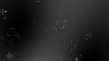 Tıbbi sağlık haçı siyah arkaplanda neon ışığı şekilleri oluşturur. Koronavirüslü soyut sağlık hizmetleri ölüm vakası kavramını etkiledi.