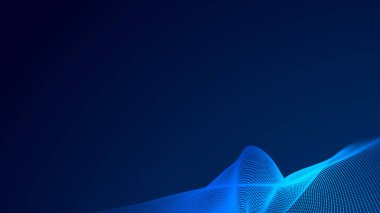 Nokta mavi dalga ışık ekran gradyan doku arkaplanı. Soyut teknoloji büyük veri dijital arkaplanı. 3d oluşturma.