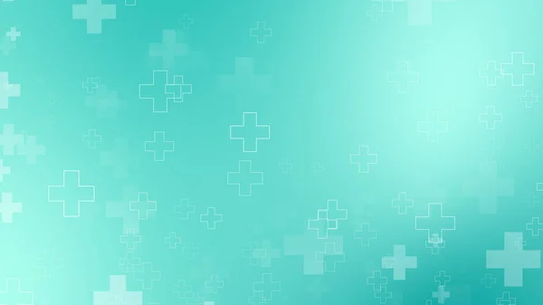 Medical green blue cross pattern background. Abstract healthcare technology and science concept.