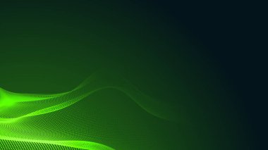 Nokta yeşil dalga ışık ekran gradyan dokusu koyu arkaplan. Soyut teknoloji büyük veri dijital arkaplanı. 3d oluşturma.