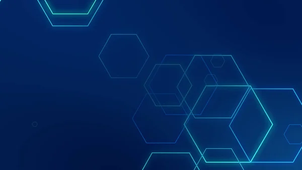 Hexagon Geometrische Blaue Neonlichter Technologie Tech Dunklen Hintergrund Abstrakte Grafische — Stockfoto