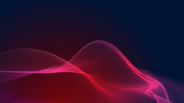 Nokta kırmızı mor dalga çizgisi açık renk gradyan koyu arkaplan. Soyut teknoloji büyük veri dijital arkaplanı. 3d oluşturma.