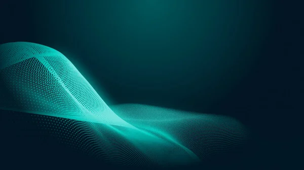 Dot green wave light screen gradient texture background. Abstract  technology big data digital background. 3d rendering.