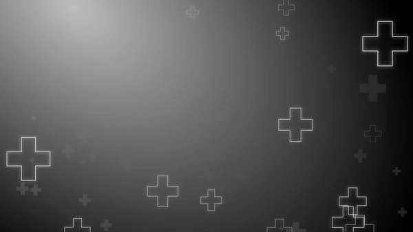Medizinische Gesundheit Kreuz Neon Licht Formen Muster Auf Schwarzem Hintergrund — Stockfoto