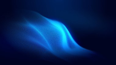 Nokta mavi dalga ışık ekran gradyan doku arkaplanı. Soyut ai teknolojisi büyük veri dijital arkaplanı. 3d oluşturma.