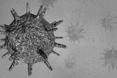 Coronavirus 2019 COVID-19 salgını. Biyoloji bilimi 3 boyutlu illüstrasyon.