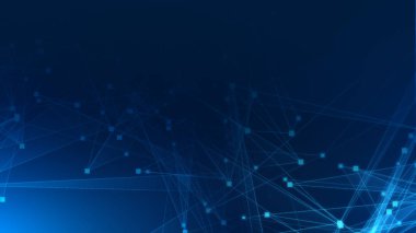 Teknoloji geçmişine sahip soyut mavi çokgen teknoloji ağı. Soyut noktalar ve satır dokusu arka planı. 3d oluşturma.