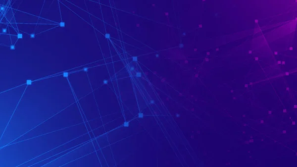 Abstract purple violet and blue polygon tech network with connect technology background. Abstract dots and lines texture background. 3d rendering.