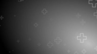 Tıbbi sağlık haçı siyah arkaplanda neon ışığı şekilleri oluşturur. Koronavirüslü soyut sağlık hizmetleri ölüm vakası kavramını etkiledi.