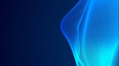 Nokta mavi dalga ışık ekran gradyan doku arkaplanı. Soyut teknoloji büyük veri dijital arkaplanı. 3d oluşturma.